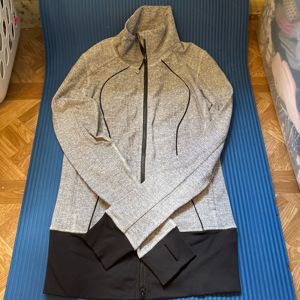 lululemon athletica Heathered Gray and Black Zip-Up Jacket